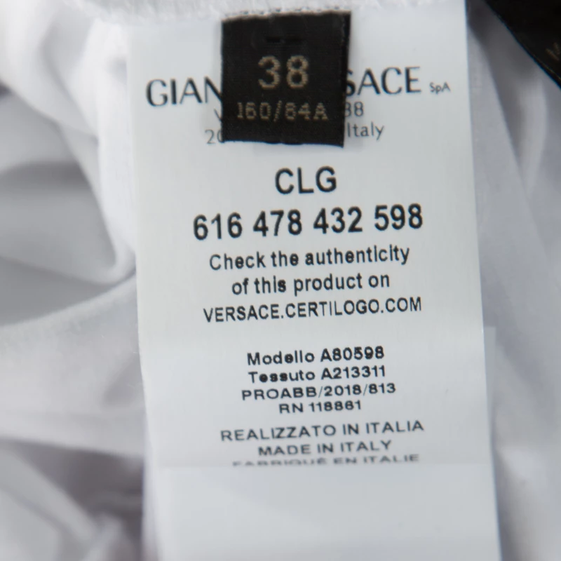 Versace White Crystal Embellished Medusa Icon Short Sleeve T-Shirt S For Women - Image 6