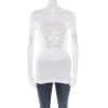 Versace White Crystal Embellished Medusa Icon Short Sleeve T-Shirt S For Women