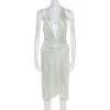 Versace Mint Green Draped Medusa Clasp Detail Halter Dress S For Women