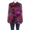Versace Collection Multicolor Paisley Glow Print Satin Silk Long Sleeve Shirt L For Women