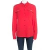 Versus Versace Red Crepe Medusa Button Detail Long Sleeve Blouse M For Women
