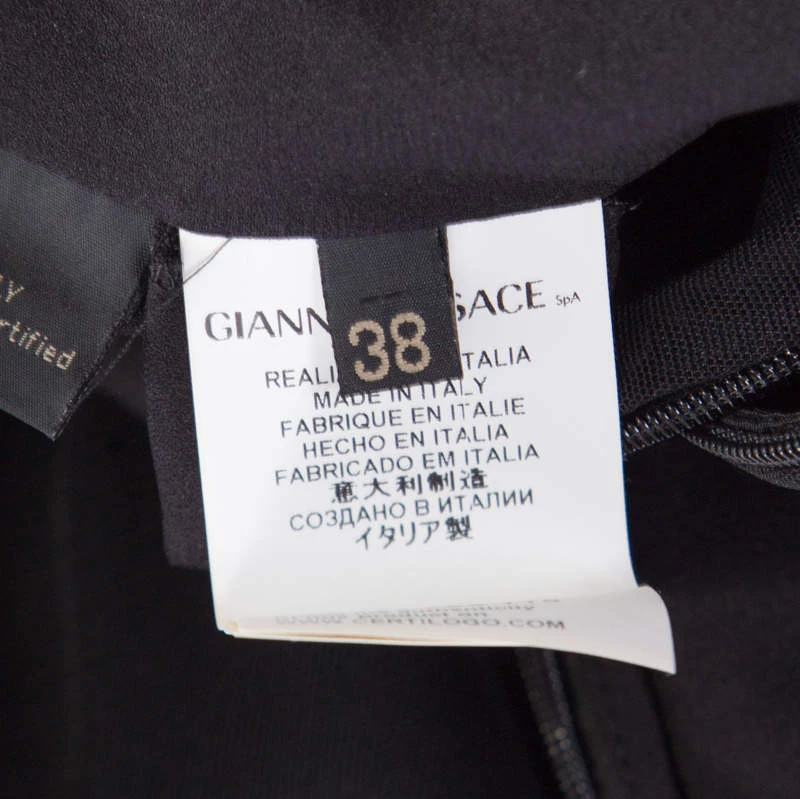 Versace Black Ruched Bodice Long Sleeve Fitted Cocktail Dress S For Women - Image 7