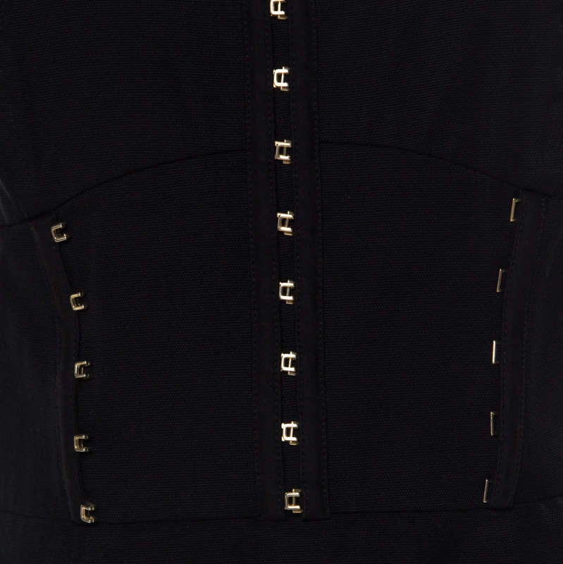 Versace Black Cotton Twill Corset Detail Pencil Dress M For Women - Image 4