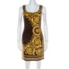 Versace Brown Animal And Baroque Print Velvet Sleeveless Sheath Dress S For Women
