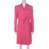 Gianni Versace Pink Silk Vintage Long Jacket & Skirt Suit M For Women