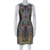 Versace Multicolor & Black Paneled Sleeveless Sheath Dress L For Women