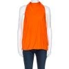 Versace Orange Jersey Draped Halter Neck Top M For Women