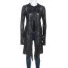 Gianni Versace Vintage Black Leather Fringe Overcoat S For Women