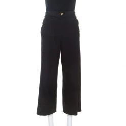 Versace Black Wool Meduda Button Detail Culotte Trousers S For Women