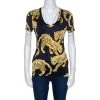 Versace Collection Bicolor Printed Knit V-Neck Top M For Women