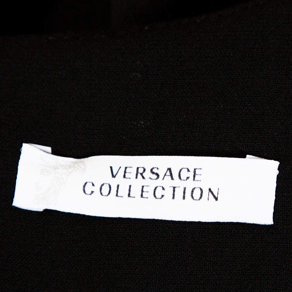Versace Collection Black Knit Shoulder Zip Detail Sleeveless Dress M For Women - Image 5
