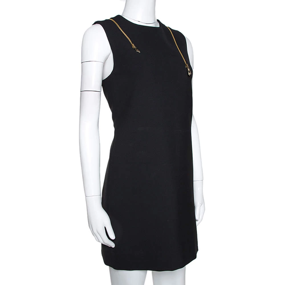 Versace Collection Black Knit Shoulder Zip Detail Sleeveless Dress M For Women - Image 2