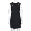 Versace Collection Black Knit Shoulder Zip Detail Sleeveless Dress M For Women