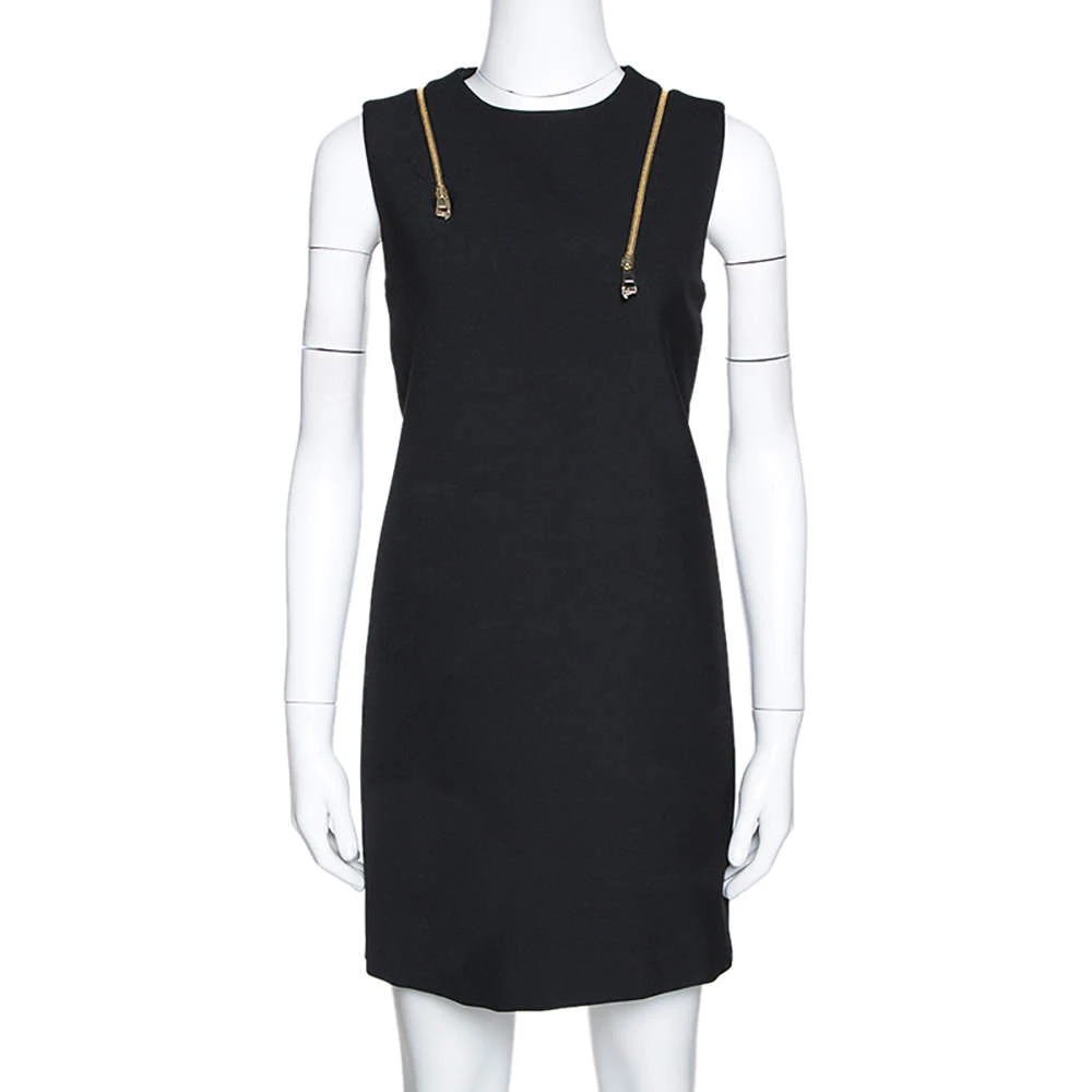 Versace Collection Black Knit Shoulder Zip Detail Sleeveless Dress M For Women