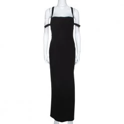 Gianni Versace Couture Black Wool Halter Neck Fitted Dress M For Women