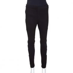 Versace Black Stretch Crepe Mesh Detail Pants M For Women