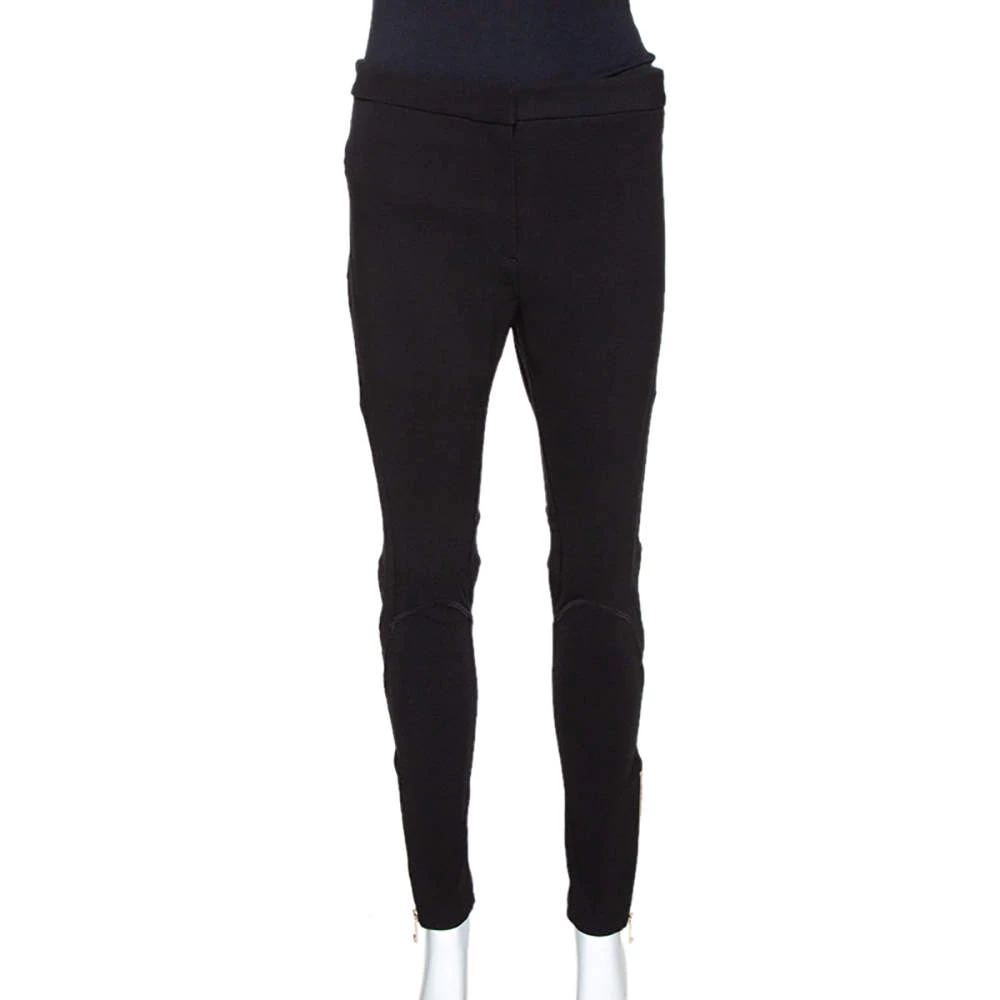 Versace Black Stretch Crepe Mesh Detail Pants M For Women
