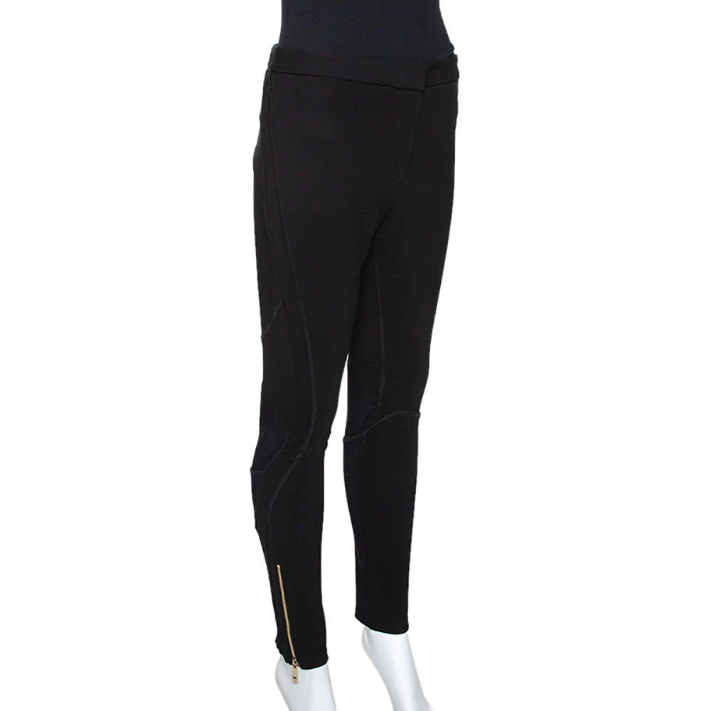 Versace Black Stretch Crepe Mesh Detail Pants M For Women - Image 2