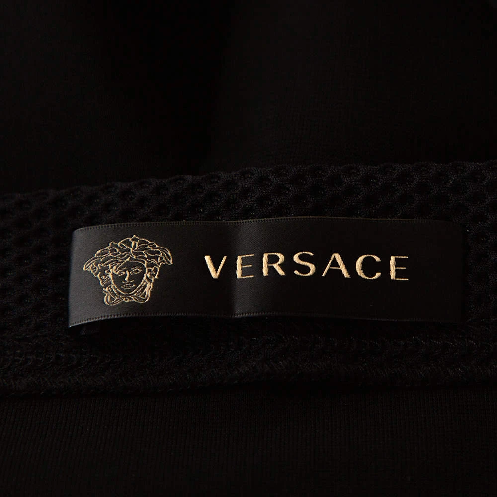 Versace Black Stretch Crepe Mesh Detail Pants M For Women - Image 5