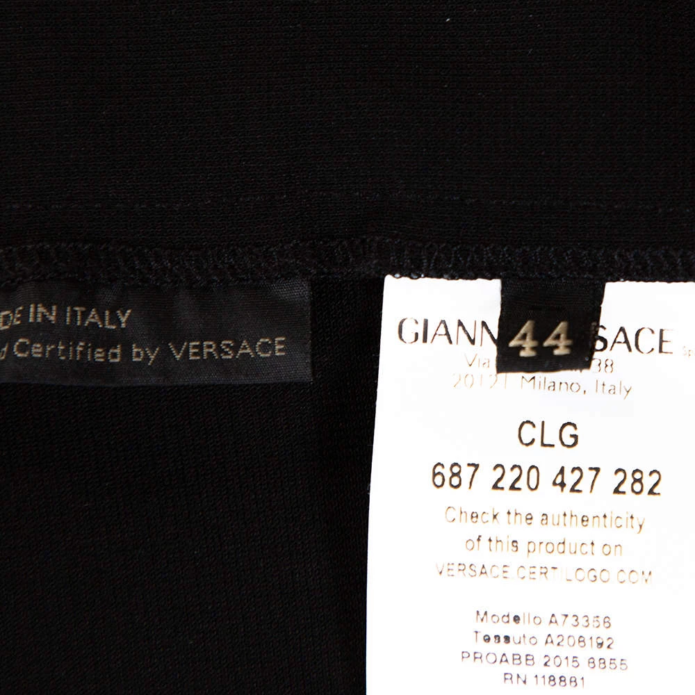 Versace Black Stretch Crepe Mesh Detail Pants M For Women - Image 6