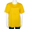 Versace Yellow Cotton Medusa Logo Applique Crew Neck T Shirt XL For Women