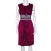 Versace Fuschia Pink Animal & Baroque Print Sheath Dress M For Women