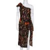Versace Brown Camouflage Fil Coupé One-Shoulder Dress S For Women