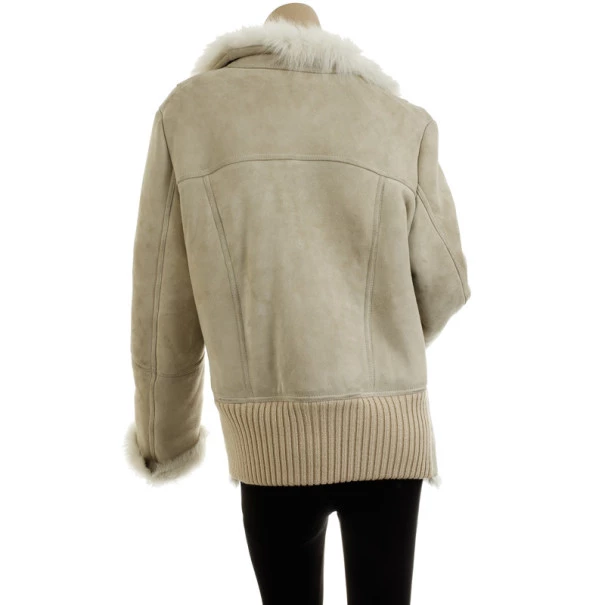 Versace Versus Beige Leather And Suede Fur Coat L For Women - Image 3