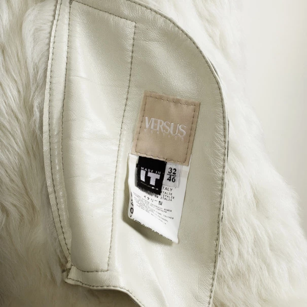 Versace Versus Beige Leather And Suede Fur Coat L For Women - Image 6