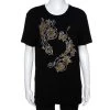 Versace Black & Gold Logo Embellished Jersey T Shirt M For Women