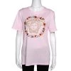 Versace Pink Cotton Medusa Embellished Crew Neck T-Shirt M For Women