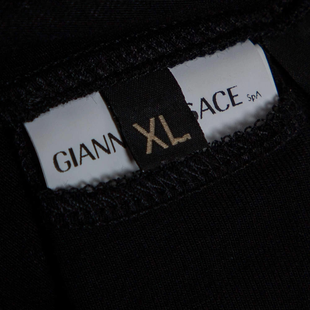 Versace Black & Gold Medusa Embellished Jersey T-Shirt XL For Women - Image 6