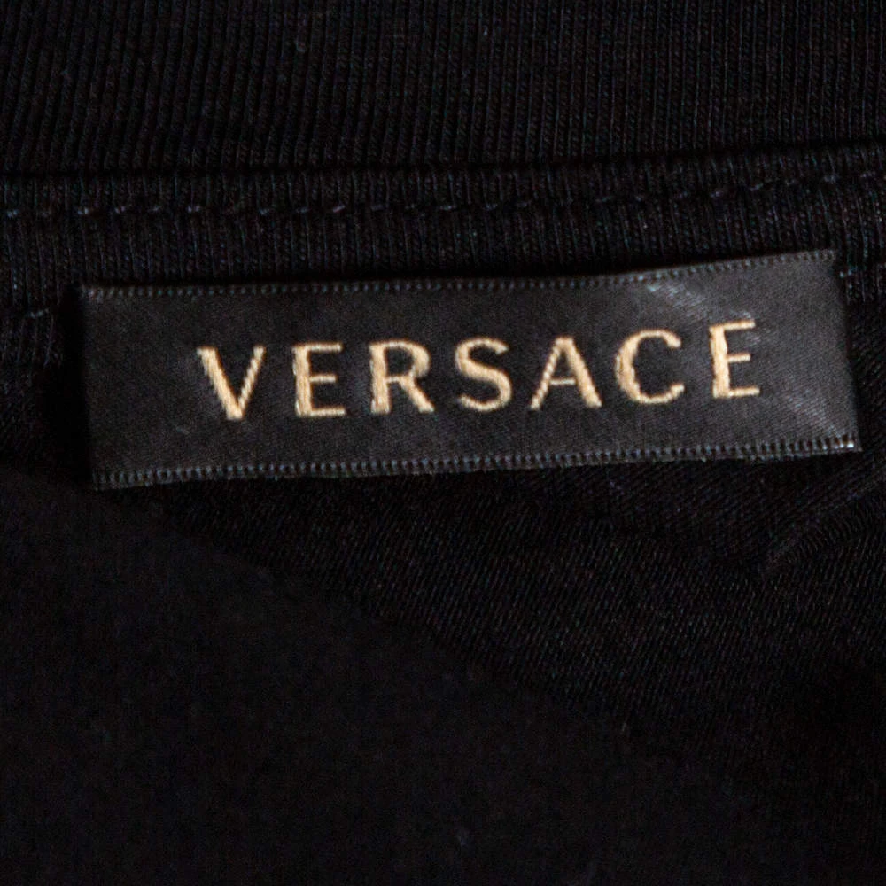 Versace Black & Gold Medusa Embellished Jersey T-Shirt XL For Women - Image 5