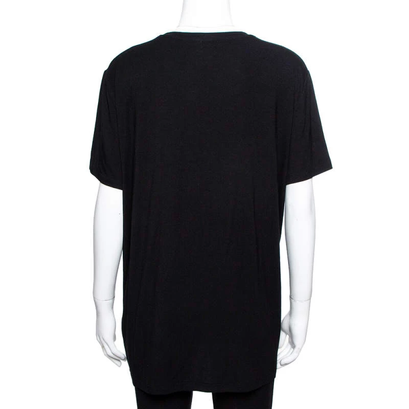 Versace Black & Gold Medusa Embellished Jersey T-Shirt XL For Women - Image 3