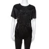Versace Black Jersey Medusa Embellished Crew Neck T-Shirt L For Women