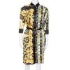 Versace Black Hibiscus Print Silk Belted Shirt Dress M For Women
