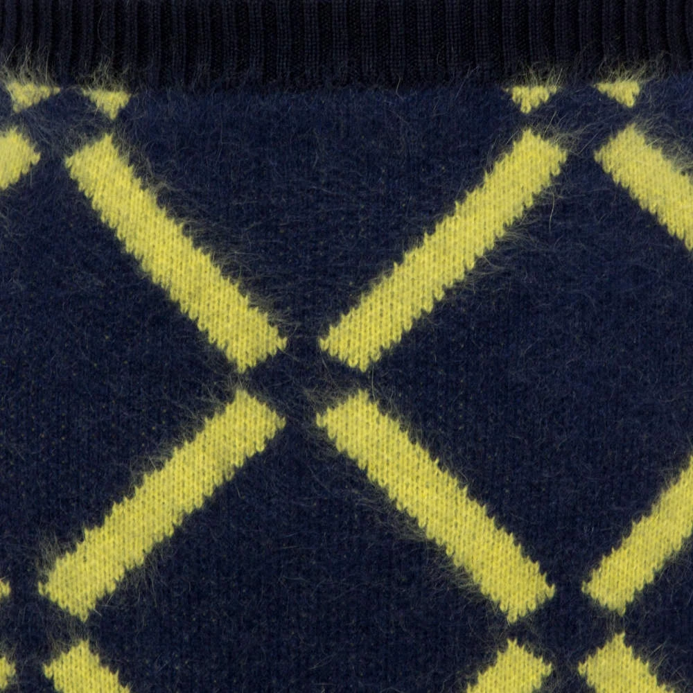Versace Navy Blue Argyle Wool Knit Pencil Skirt M For Women - Image 4