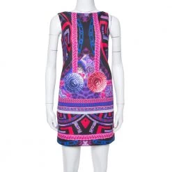 Versace Purple Medusa Print Jersey Shift Dress S For Women