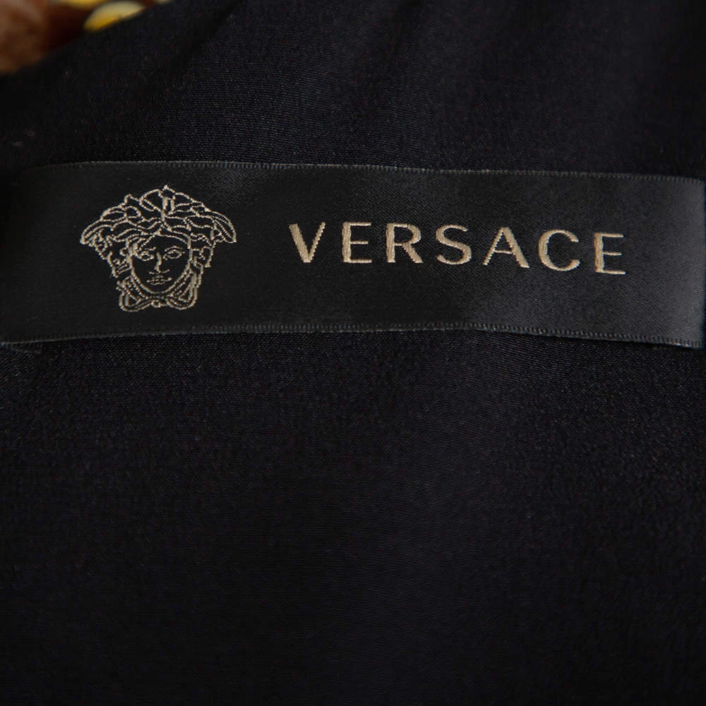 Versace Brown Animal And Baroque Print Velvet Sleeveless Sheath Dress M For Women - Image 5