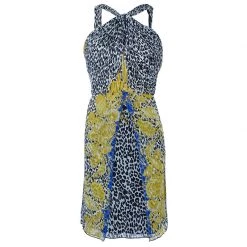 Versace Scarf Leopard Print Halterneck Dress M For Women