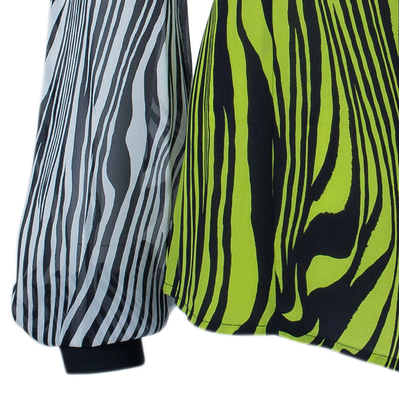 Versace Yellow Printed Chiffon Shirt M For Women - Image 5