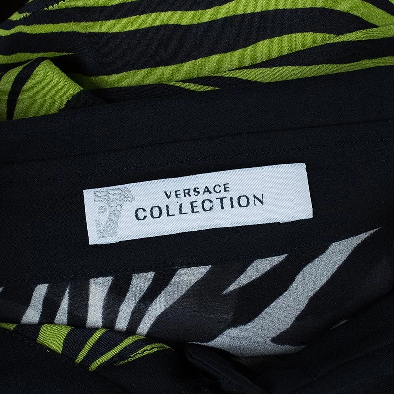 Versace Yellow Printed Chiffon Shirt M For Women - Image 8