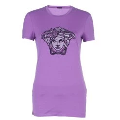 Versace Purple Studded Medusa T-Shirt M For Women