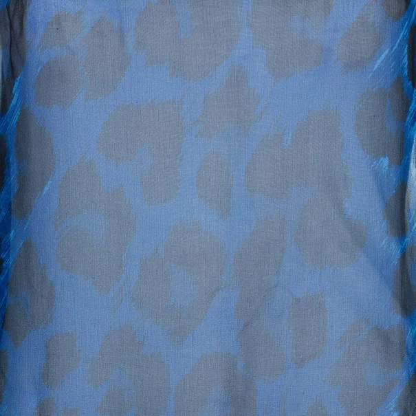 Versace Blue Animal Floral Silk Top M For Women - Image 7