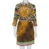 Versace Multicolor Multiprinted Silk Belted Button Front Mini Dress M For Women