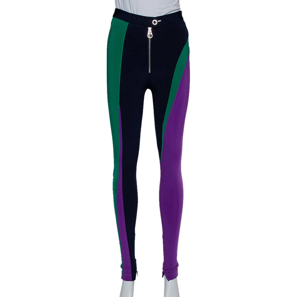 Versace Color Block Knit Zip Front Leggings S For Women