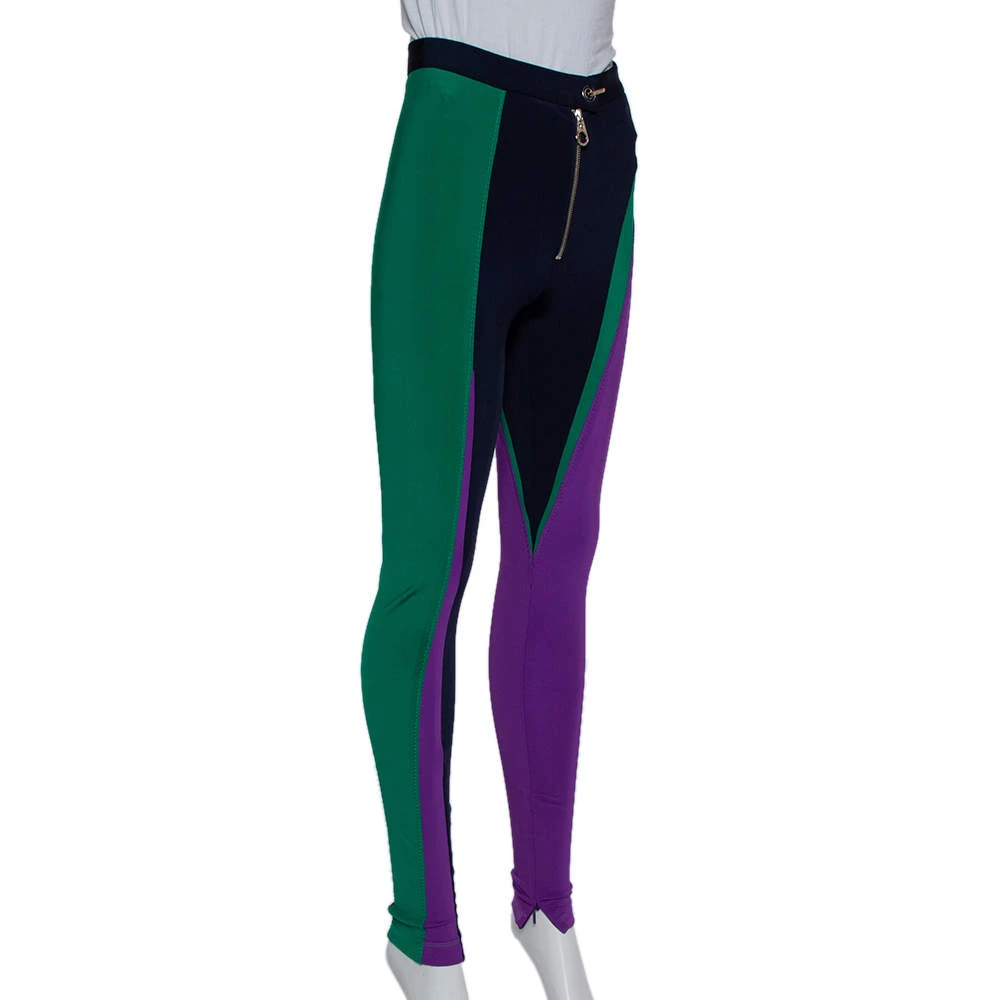 Versace Color Block Knit Zip Front Leggings S For Women - Image 2