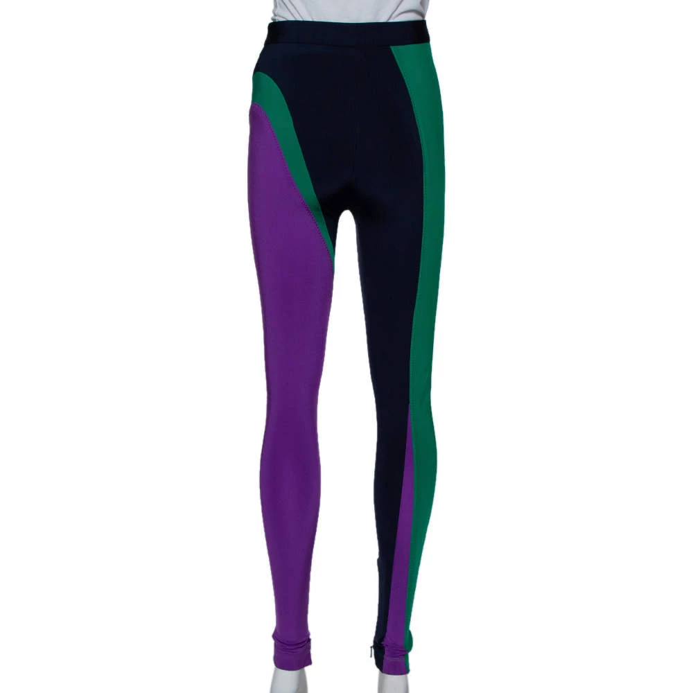 Versace Color Block Knit Zip Front Leggings S For Women - Image 3