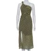 Versace Black & Yellow Wool Open Weave One Shoulder Midi Dress S For Women