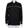 Versace Tribute Black & Gold Embellished Silk Button Front Shirt M For Women
